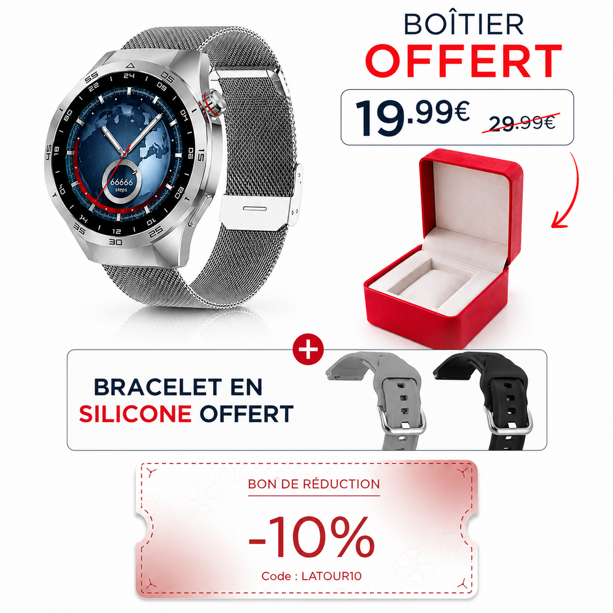 LaTour Connect™ – Montre Connectée Bluetooth Homme