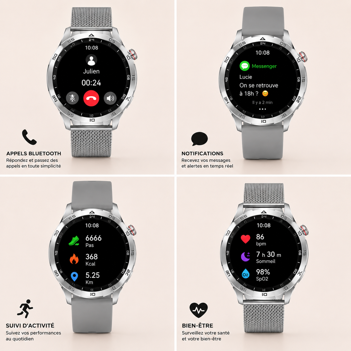LaTour Connect™ – Montre Connectée Bluetooth Homme